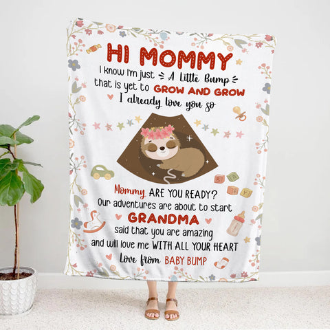 Mom To Be Gifts, I Already Love You Cute Baby Sloth Sleeping Ultrasound Mommy's Tummy , Personalized Blanket, Gifts For Mom To Be, Fleece Sherpa, New Mother Blanket For Mother's Day