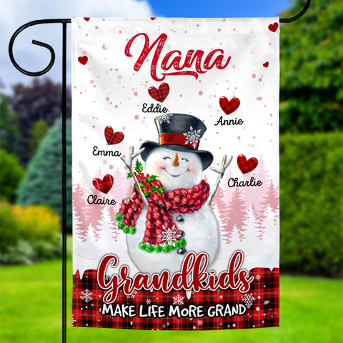 Grandma Gifts, Personalized Nana Grandkids Make Life More Grand Outdoor Banner, Children Names Garden Flag, Holiday Decoration, Winter Home Decoration, Yard Decor, Personalized Garden Flag, Gifts For Nana From Grandkids, Double Sided Outside Welcome Flag,