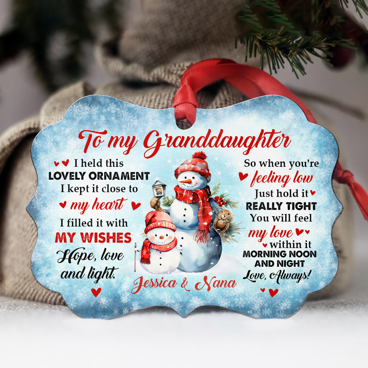 Granddaughter Gifts, Cute Grandma & Grandkid Together Snowflakes So When You're Feeling Low Medallion Aluminum Ornament For Baby From Mimi, Xmas Tree Decor, Gifts For Birthday Xmas