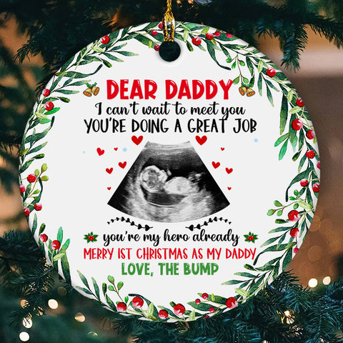 New Dad Gifts, Baby Ultrasound Scan I Can't Wait To Meet You , Personalized Christmas Ornament With Photo, Gifts For Daddy New Dad, Xmas Decor, New Dad Ornament, Gifts For Christmas