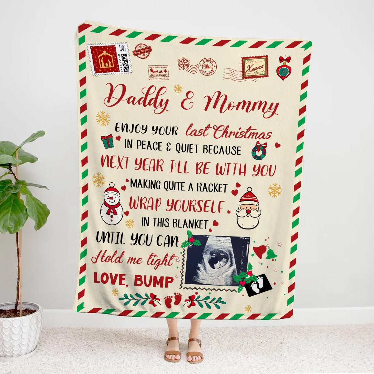 New Parents Gifts, Parent To Be Gifts From Baby Bump Blanket For Pregnant Wife Custom Sonogram Future Daddy And Mommy, Personalized Blanket, Gifts For New Parents, Fleece Sherpa Blanket
