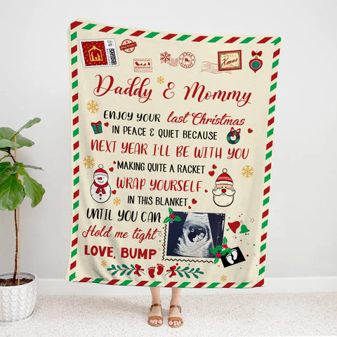 New Parents Gifts, Parent To Be Gifts From Baby Bump Blanket For Pregnant Wife Custom Sonogram Future Daddy And Mommy, Personalized Blanket, Gifts For New Parents, Fleece Sherpa Blanket