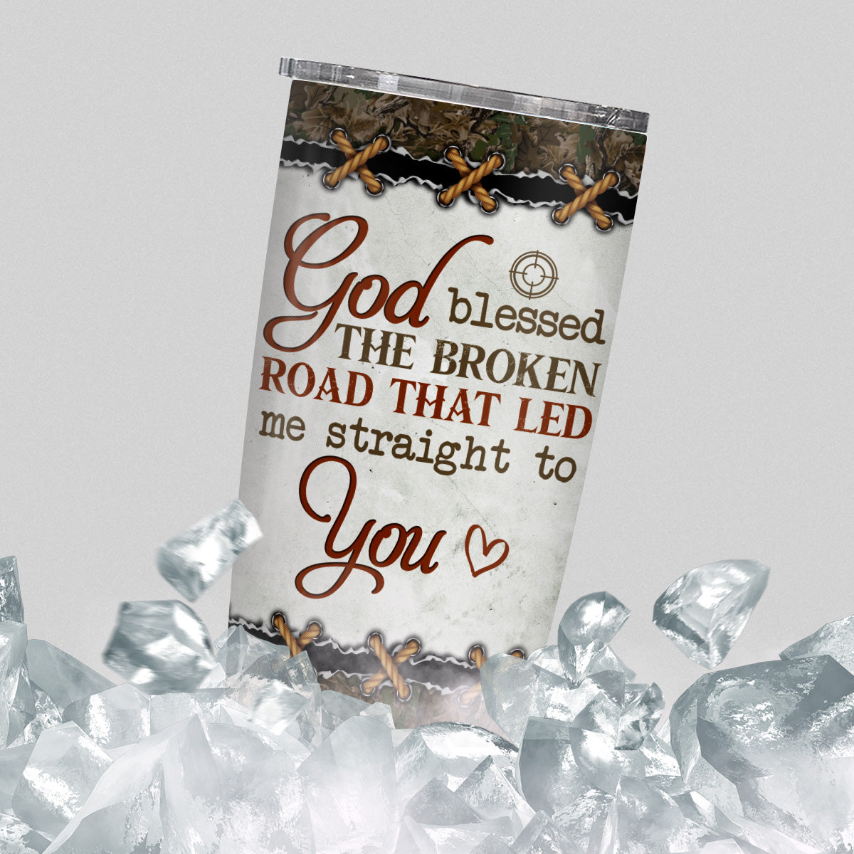 Personalized Tumbler For Boy/ Girlfriend From Honey God Blessed Broken Road That Led Me Straight To U Deer Hunting Camo Custom Name Hunting Gifts 20oz With Lid Travel Cup For Birthday