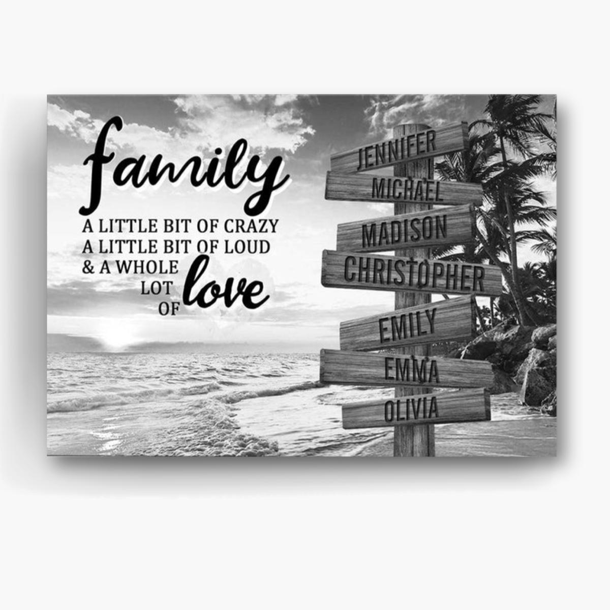 Personalized Canvas Wall Art For Mom Dad Grandma From Kids Wooden Signs A Little Crazy Loud And Lot Love Custom Multi Name Poster Prints Home Decor Family Gifts For Mom Dad On Birthday