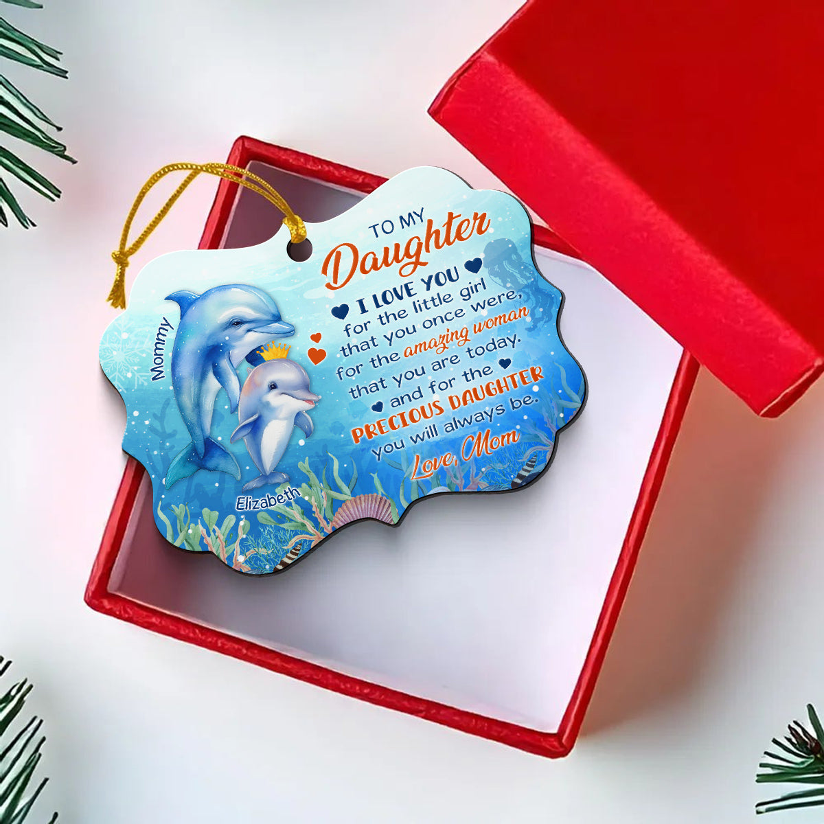 Daughter Gifts, For The Girl That You Once Were Ocean Theme Medallion Aluminum Ornament For Girls Babies From Mom Mother