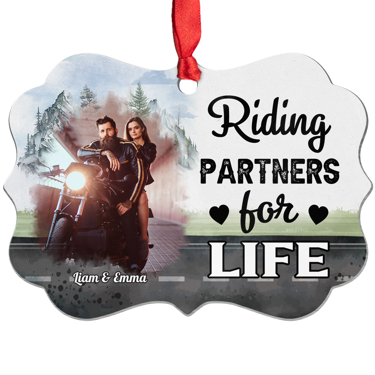 Riding Partners For Life Ornament, Motorcycle Couple Decor, Romantic Biker Love Quote, Personalized Names, Adventure Couple Keepsake, Gifts For Him Her Honey, Xmas Tree Decor Valentine