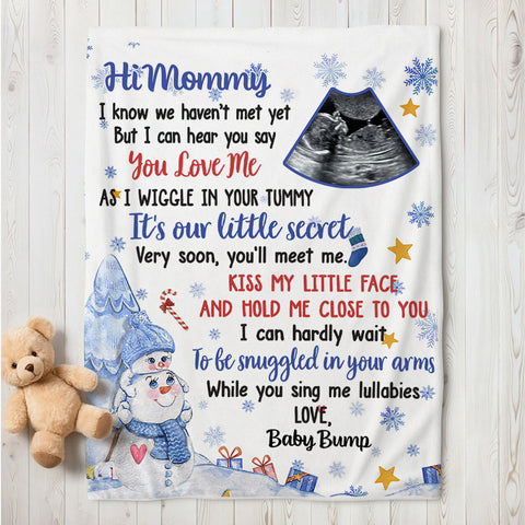 Mom To Be Gifts, Very Soon You Will Meet Me Snowmans And Baby Ultrasound, Personalized Blanket, Gifts For Mommy First Mom, Fleece Sherpa, Blanket For New Mom, Gifts For Christmas Xmas