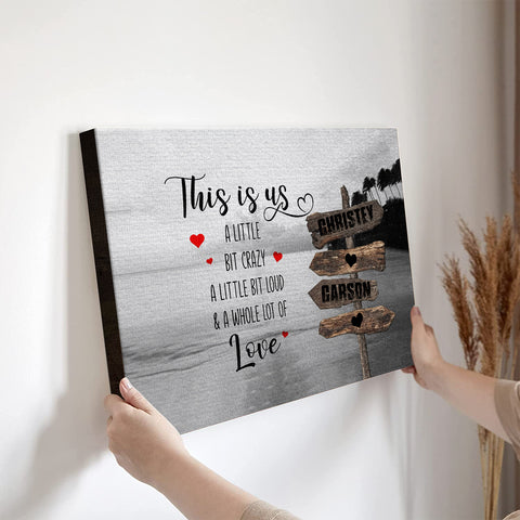Family Gifts, Family A Little Bit Of Crazy Loud & A Whole Lot Of Love, Personalized Canvas Wall Art, Gifts For Mom Dad, Poster Prints Home Decor, Family Wall Hanging, Gifts For Birthday