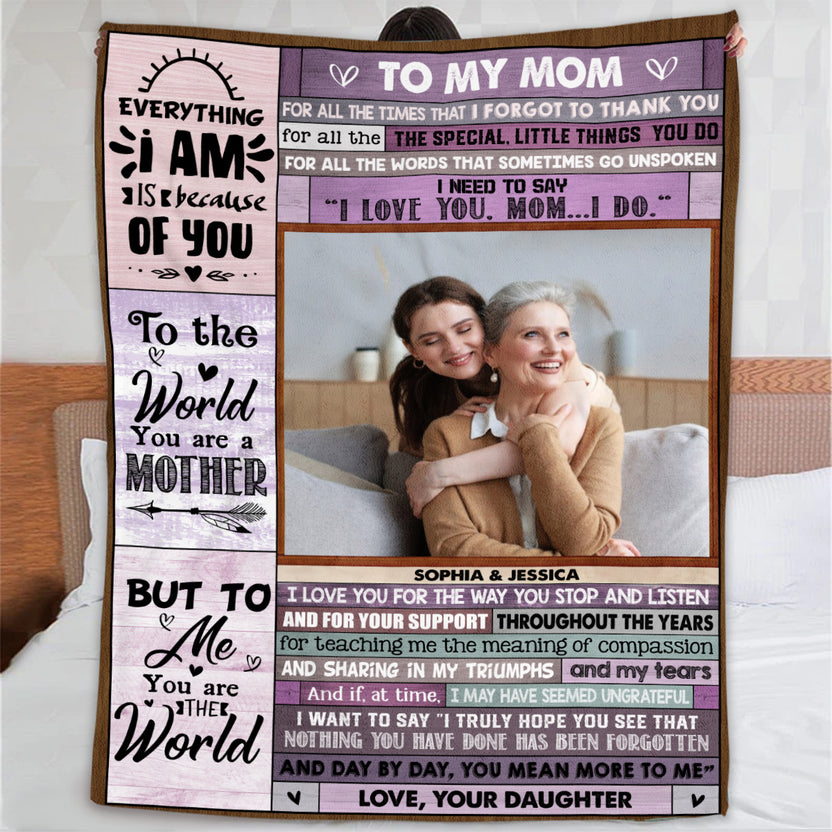 Gifts For Mom, Vintage Wooden Background Custom Love Letter Blanket To My Mom Warm And Cozy, Personalized Blanket, Gifts For Mom From Daughter Fleece Sherpa Blanket, Gifts For Birthday