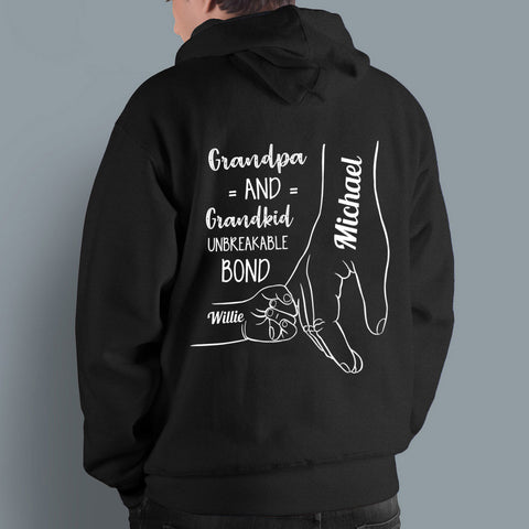 Personalized T-Shirt For Poppy From Grandchild Unbreakable Bond Between Grandma And Grandkids Custom Name Gifts For Grandparents Short Tee Shirt For Men Family On Birthday Fathers Day