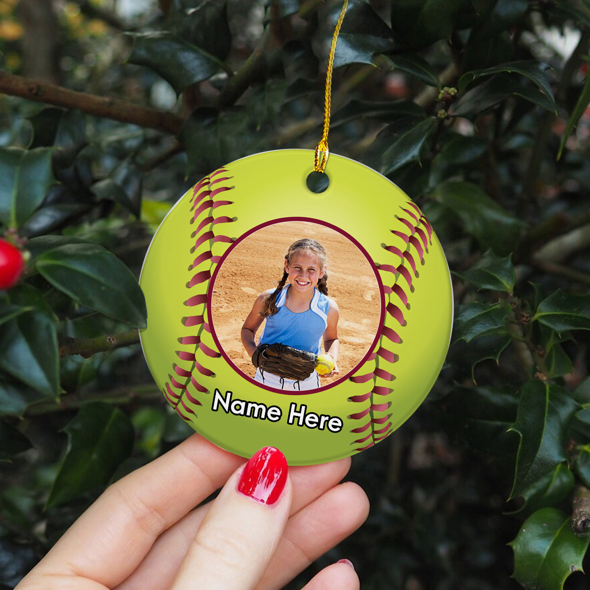 Personalized Xmas Sport Ornament For Son Daughter From Mom Dad Softball Gifts Softball Sport Player With Name And Photo Gifts