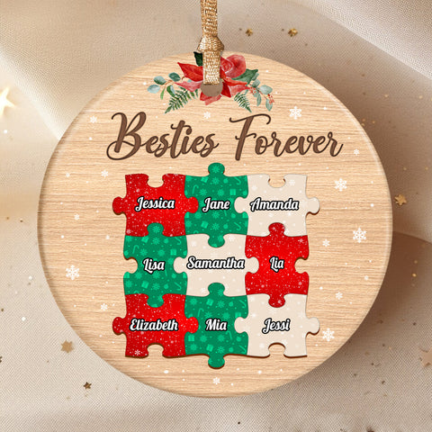 Personalized Friends Cute Forever Ornament, Custom Names Friendship Christmas, Friends Holiday Keepsake Tree Decoration, Personalized Christmas Ornament, Gifts For Unbiological Sister