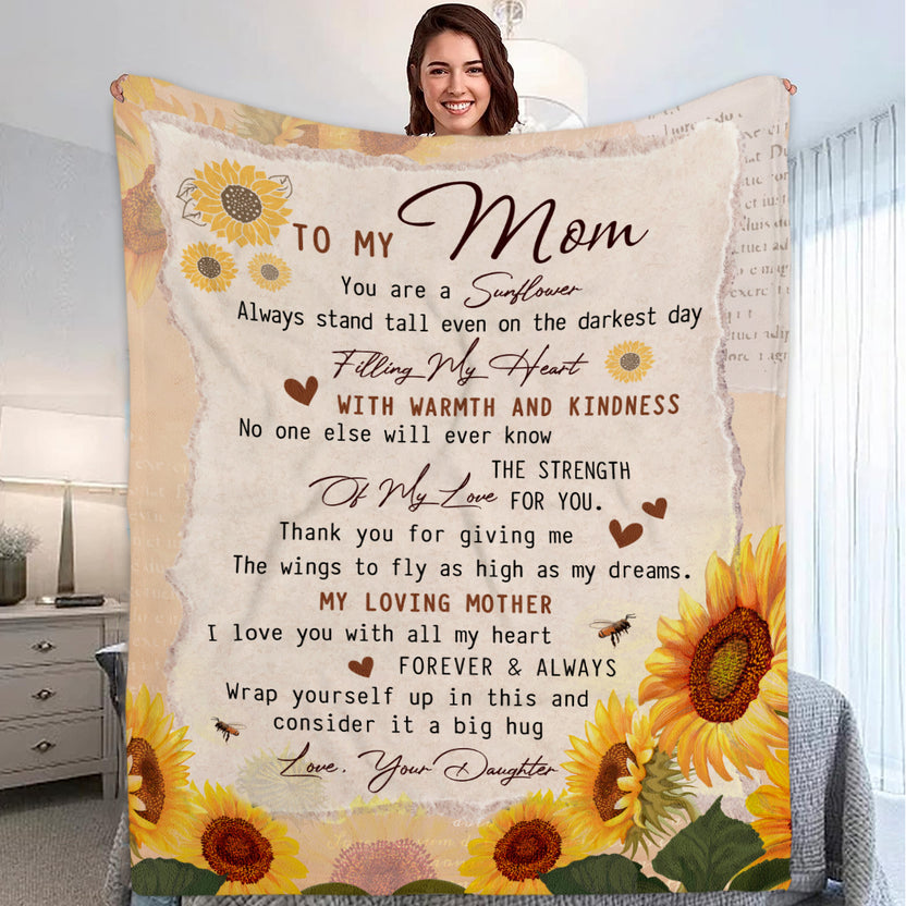 Useful Gifts For Mom, Thank You Gifts To Mom Sunflower Vintage, Personalized Blanket, Gifts For Mother Parents Women From Daughter Son, Fleece Sherpa Blanket, Gifts For Birthday