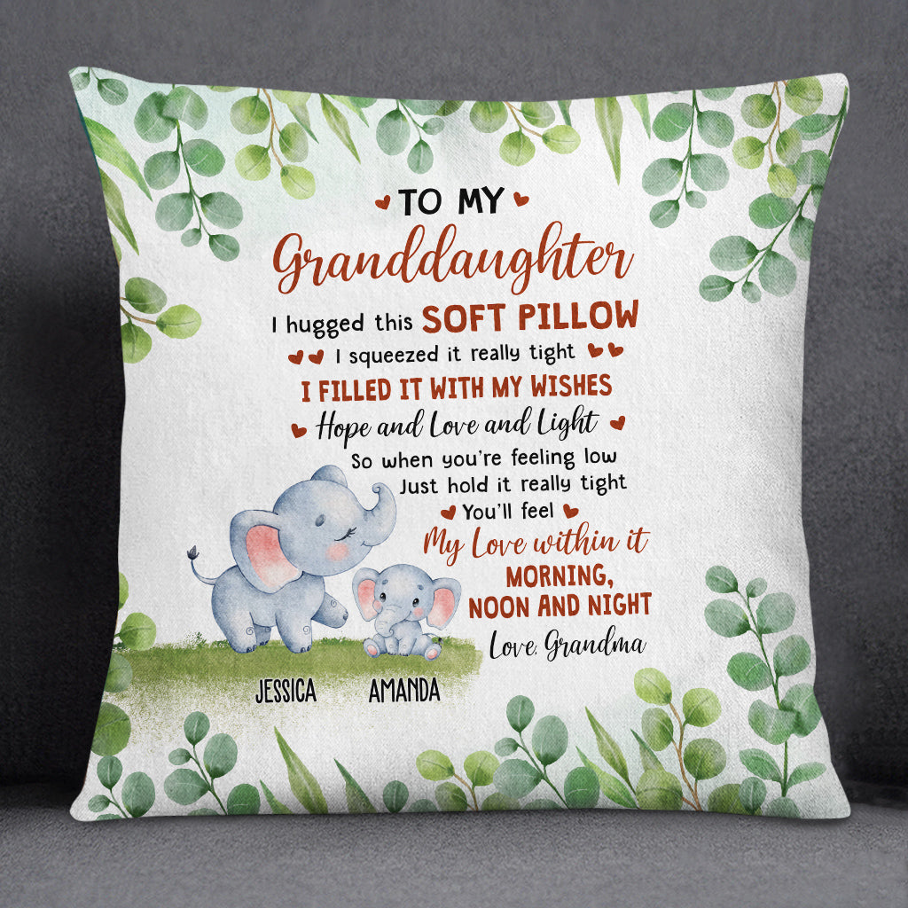Personalized Square Pillow For Granddaughter Kids From Grandparents Gifts For Granddaughter You'll Feel My Love Within It Morning Elephant Custom Name Double Sided Couch Cushion On Birthday