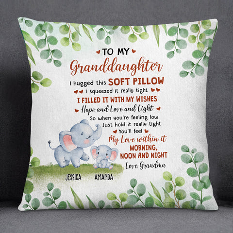 Personalized Square Pillow For Granddaughter Kids From Grandparents Gifts For Granddaughter You'll Feel My Love Within It Morning Elephant Custom Name Double Sided Couch Cushion On Birthday