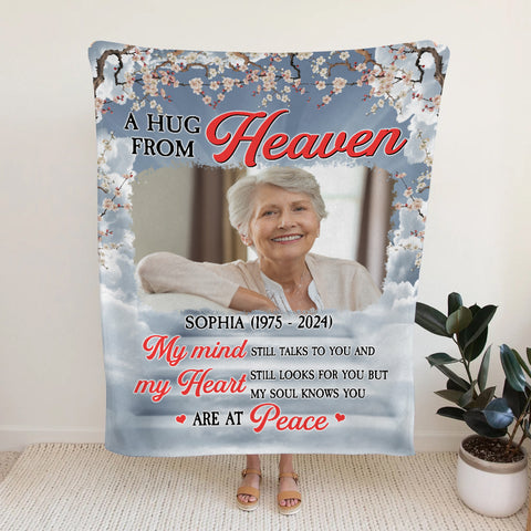 Remembrance Gifts, Personalized Memorial Blanket With Photo, My Mind Still Talks Heart Looks For You, Loss Of Grandfather