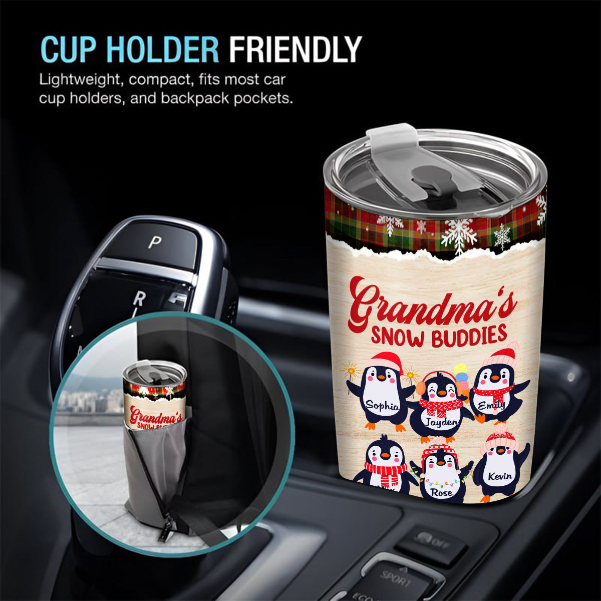 Christmas Penguin, Grandmas Buddies Insulated Tumbler, Stainless Steel Beverage Cup, Penguin Xmas Cup, Custom Grandkids Drinkware, Personalized Tumbler, Gifts For Nana From Grandkids