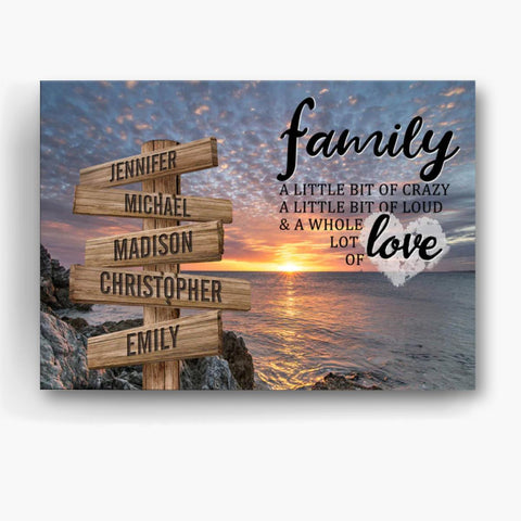 Personalized Canvas Wall Art For Mom Dad Grandma From Kids Grandkids Wooden Signs A Little Crazy Loud Custom Multi Name Poster Prints Home Decor Fun Family Gifts For Mom Dad On Birthday