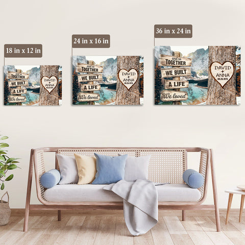 And So Together We Built A Life We Loved Rustic Wood Sign And Tree Heart Design, Personalized Canvas Wall Art, Gifts For Him Her Mr & Mrs, Poster Prints Wall Decor, Gifts For Couple