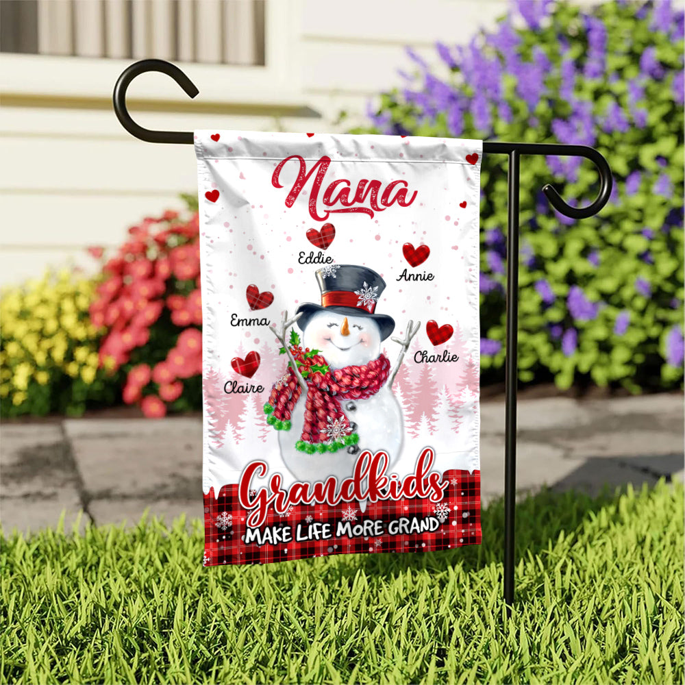 Grandma Gifts, Personalized Nana Grandkids Make Life More Grand Outdoor Banner, Children Names Garden Flag, Holiday Decoration, Winter Home Decoration, Yard Decor, Personalized Garden Flag, Gifts For Nana From Grandkids, Double Sided Outside Welcome Flag,