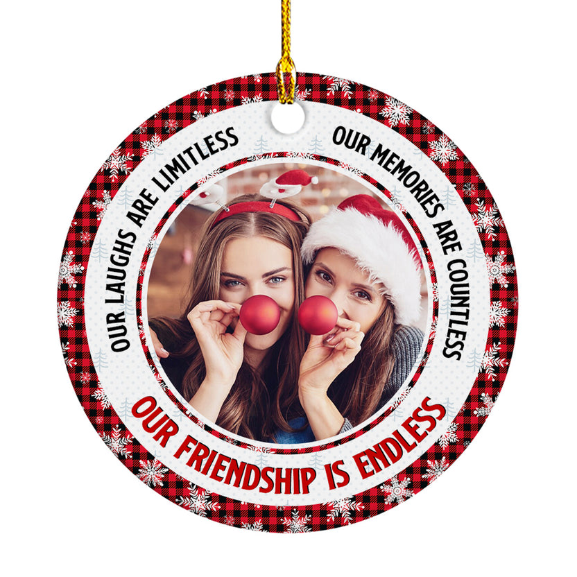 Gifts For Bff, Our Laughs Are Limitless Our Memories Are Countless Our Friendship Is Endless Personalized Christmas Ornament With Photo, Gifts For Bestfriend, Xmas Tree Decor, Bff Orn