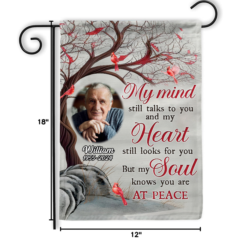 Sympathy Gifts, Memorial Photo Yard Flag, My Soul Knows You Are At Peace, Custom Name, Custom Banner For Loss Of Family, Sympathy Memorial Garden Banner Decor, Gifts For Loss Of Mom Dad