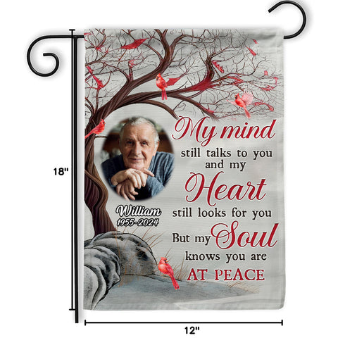 Sympathy Gifts, Memorial Photo Yard Flag, My Soul Knows You Are At Peace, Custom Name, Custom Banner For Loss Of Family, Sympathy Memorial Garden Banner Decor, Gifts For Loss Of Mom Dad