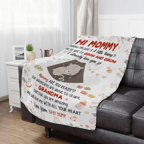 Mom To Be Gifts, I Already Love You Floral Cute Baby Bear Sleeping Ultrasound Mommy's Tummy Blanket For New Mom Mother's Day