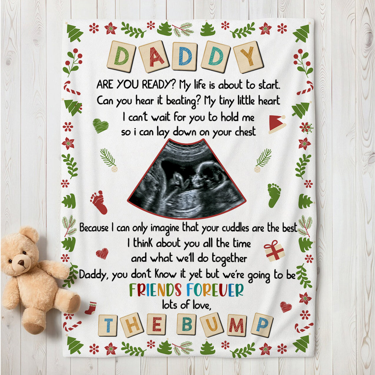 Dad To Be Gifts, Daddy Are You Ready I Can't Wait For You To Hold Me Baby Ultrasound, Personalized Blanket, Gifts For New Daddy, Fleece Sherpa, New Dad Blanket, Gifts For Christmas