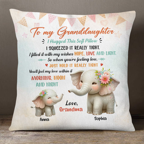 Personalized Square Pillow For Grandkids From Nana Gifts For Granddaughter You'll Feel My Love Within It Morning Noon Night Cute Grandma Grandkids Elephant Double Sided Sofa Couch