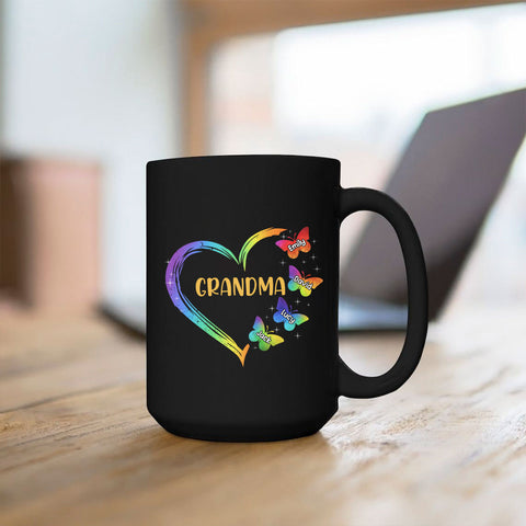 Personalized Coffee Mug For Mimi From Granddaughter Grandma Nana Mom Heart Butterflies Rainbow  Custom Name Novelty Ceramic Cup 11 15Oz Gifts Ideas For Grandparents On Birthday Mothers Day