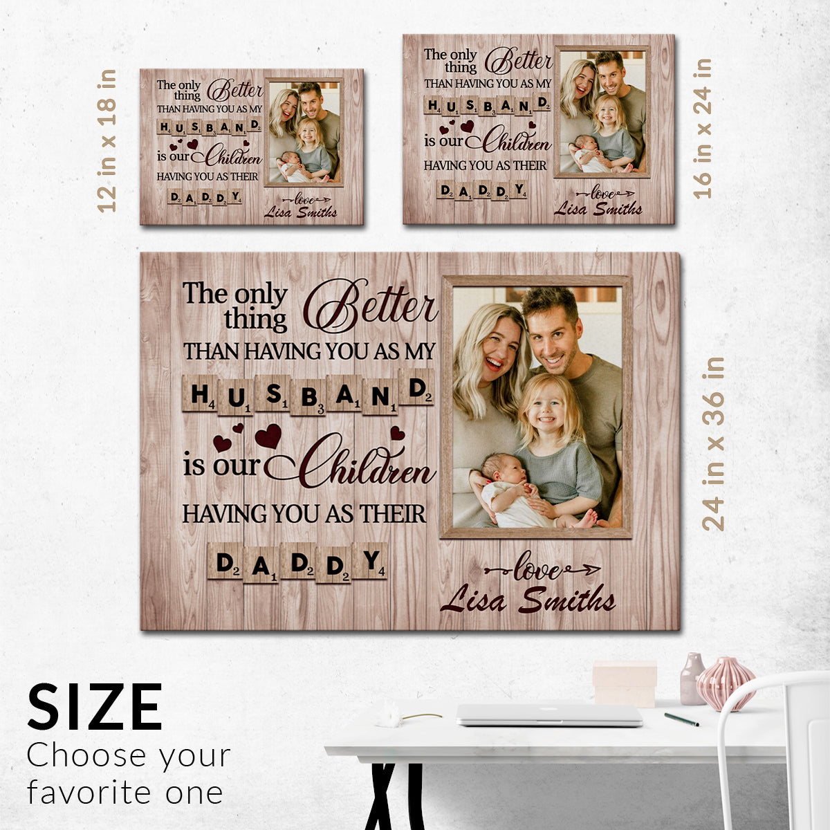 Gifts Ideas For Dad, Having You As My Husband Is Our Children, Personalized Canvas Wall Art, Gifts For Father Dad From Kids Children, Poster Prints Wall Decor, Gifts For Father's Day