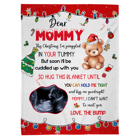 Mom To Be Gifts, So Hug This Blanket Until You Can Hold Tight Bear With Sonogram, Personalized Blanket, Gifts For Mommy New Mom, Fleece Sherpa, New Mom Blanket, Gifts For Christmas