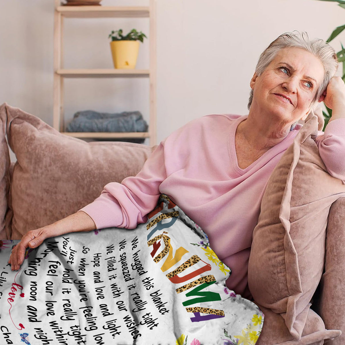 Grandma Family Blanket, Floral Frame Poem Message, Butterflies Accents, Comfort Theme, Personalized Name Option, Personalized Blanket, Gifts For Nana From Grandkids, Custom Fleece