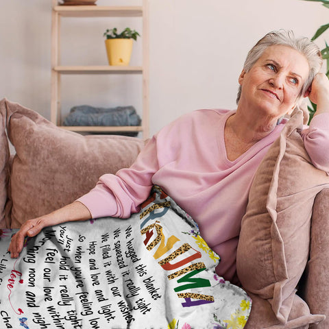 Grandma Family Blanket, Floral Frame Poem Message, Butterflies Accents, Comfort Theme, Personalized Name Option, Personalized Blanket, Gifts For Nana From Grandkids, Custom Fleece