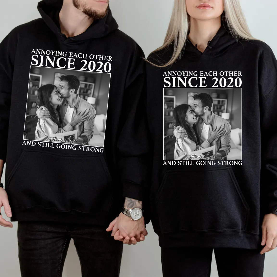 “Annoying Each Other Since 2020” Couple T Shirt, Personalized Photo Tee, Funny Anniversary Tee, Custom Love Shirt Vintage Picture Matching , Personalized TShirt For Valentine