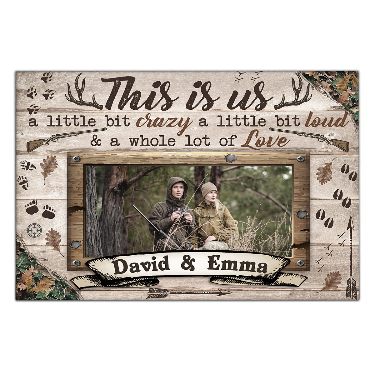 Personalized Name Outdoor Canvas, A Whole Lot Of Love Phrase Artwork, Hunting Theme Couple Wall Decor, Personalized Canvas Wall Art, Gifts For Him Her Honey, Poster Prints