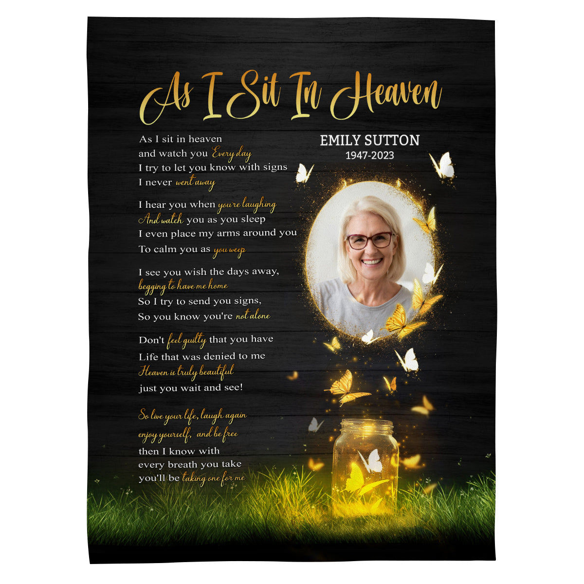 Sympathy Gifts, Personalized Blanket With Photo Comfort Message From Above, Photo Tribute Style, Memorial Words Of Peace And Comfort, Loss Of Mom Dad Blanket, Fleece Sherpa