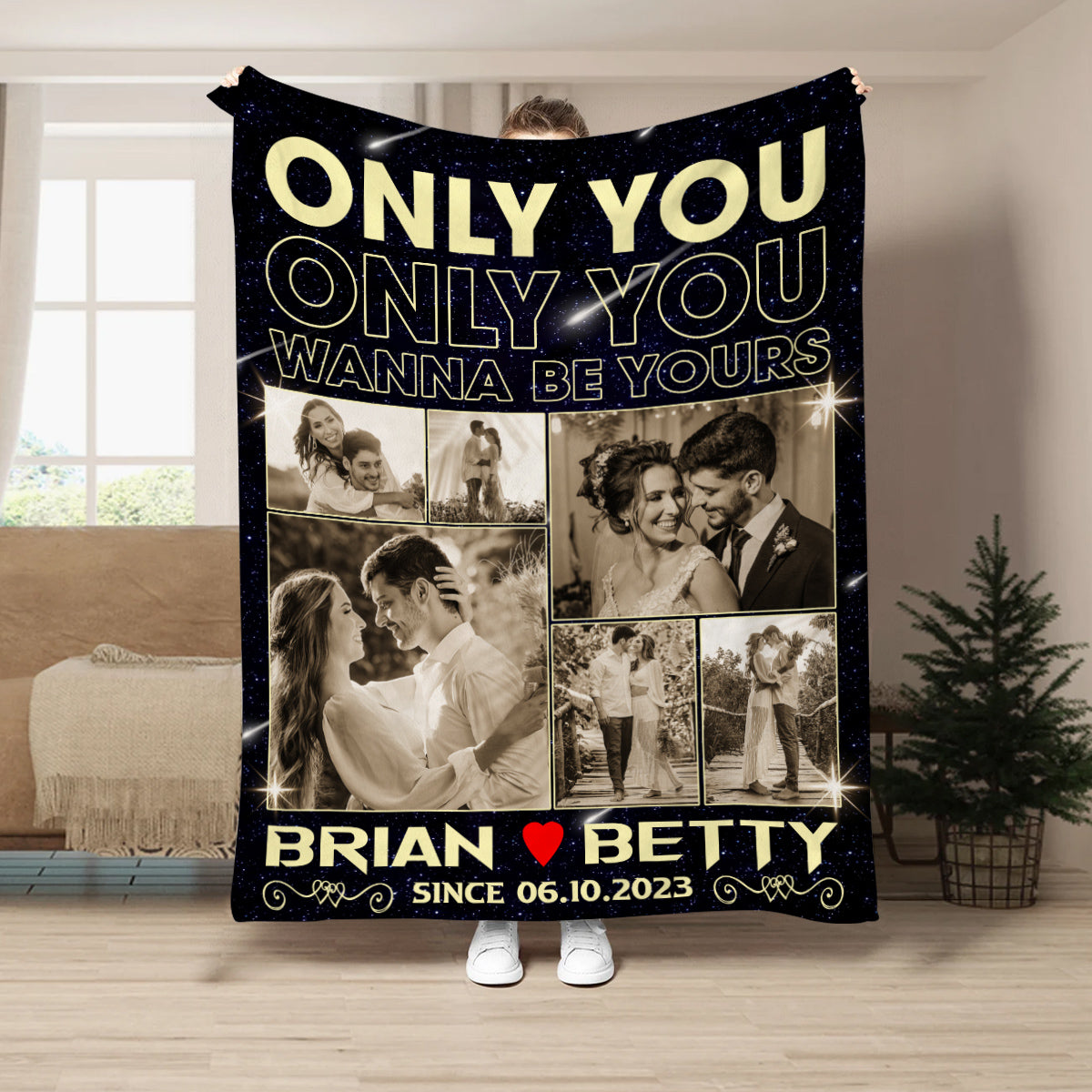You Wanna Be Yours Photo Blanket, Custom Couple Collage With Names And Date, Cozy Relationship Keepsake Gifts For Him Her Custom Fleece Sherpa Blanket, Gifts For Valentine Anniversary