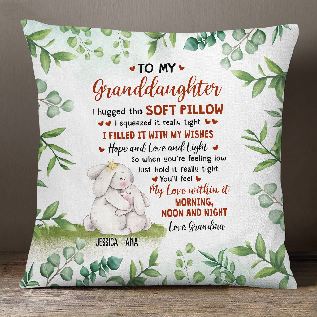 Personalized Square Pillow For Granddaughter Kids From Grandma Nana Gifts For Granddaughter You'll Feel My Love Within It Cute Bunny Custom Name Double Sided Sofa Couch Cushion On Birthday