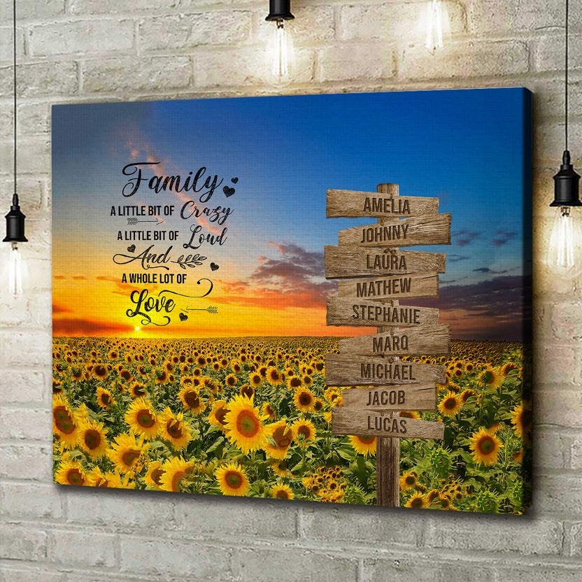 Family Gifts, Sunset Sunflowers Street Signs Wooden, Personalized Canvas Wall Art, Gifts For Parent Poster Prints Home Decor, Family Wall Decor, Gifts For Birthday Christmas Mothers Day