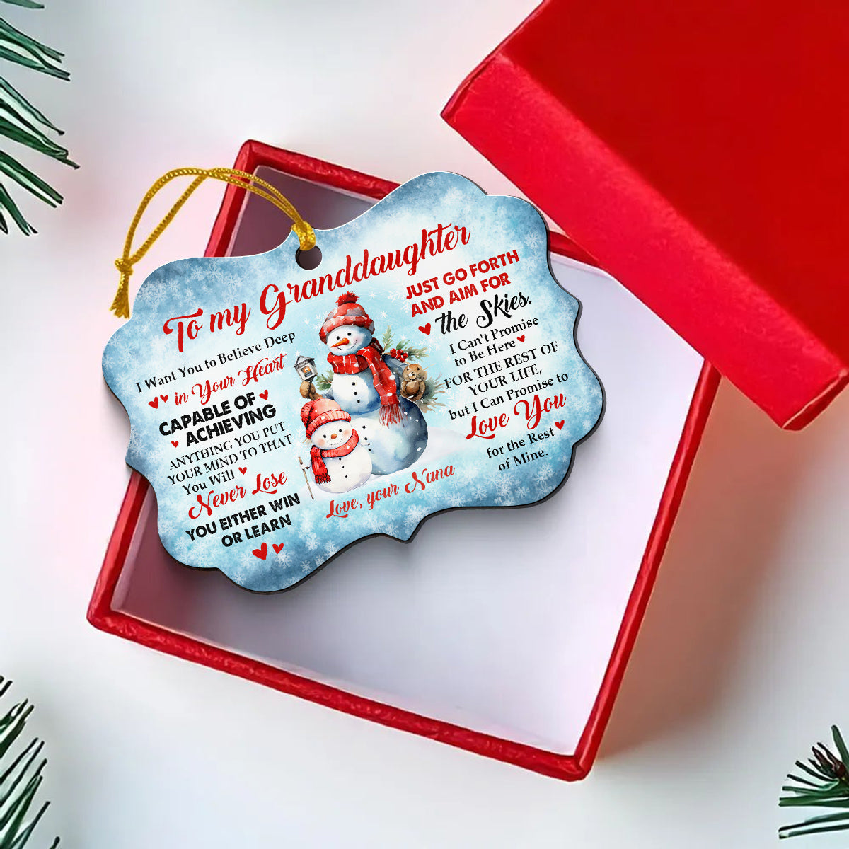 Granddaughter Gifts, Promise To Love You For The Rest Of Mine Cute Grandma & Grandkid Together Snowflakes Aluminum Ornament