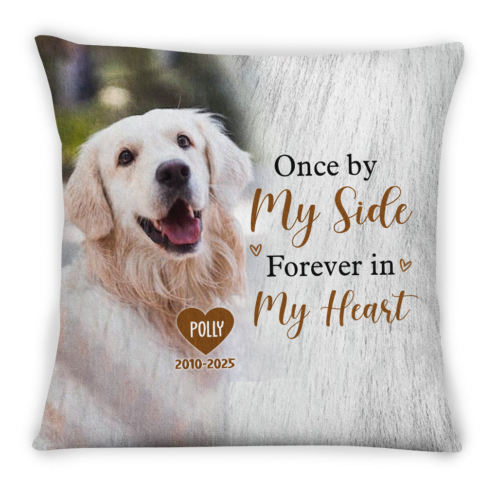 Pet Bereavement Gifts, Once By Side Forever In Heart Upload Memorial Pet Photo, Personalized Memorial Pillow, Gifts For Loss Of Doggy, Sofa Couch Remembrance