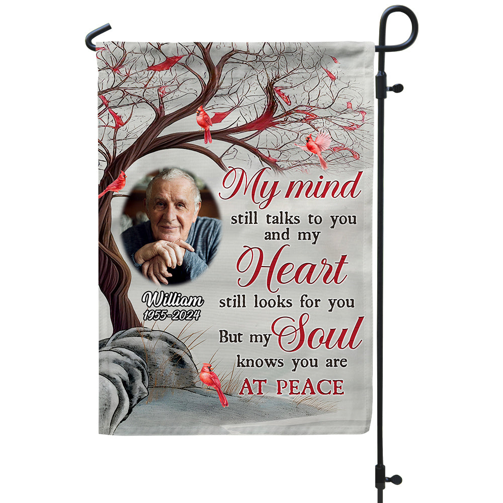 Sympathy Gifts, Memorial Photo Yard Flag, My Soul Knows You Are At Peace, Custom Name, Custom Banner For Loss Of Family, Sympathy Memorial Garden Banner Decor, Gifts For Loss Of Mom Dad