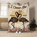 Flamingo Couple Floral Silhouette Vintage I'd Find You & I'd Choose You, Personalized Blanket, Gifts For Him Her Couple