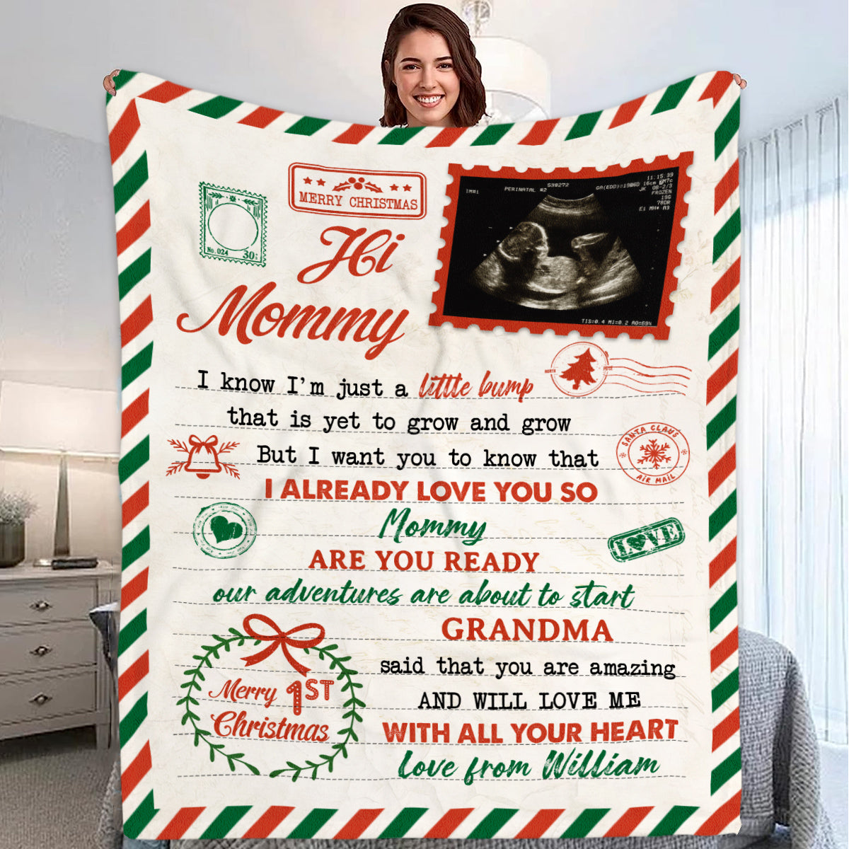 Personalized Blanket For New Mommy To Be From New Dad Baby Bump Grandma Said That You Are Awesome Ultrasound Gifts For New Mom Custom Name Photo Fleece Sherpa Blanket For Christmas