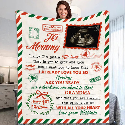Personalized Blanket For New Mommy To Be From New Dad Baby Bump Grandma Said That You Are Awesome Ultrasound Gifts For New Mom Custom Name Photo Fleece Sherpa Blanket For Christmas