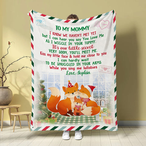 Gifts For Expecting Mom, As I Wiggle In Your Tummy Fox Family, Personalized Blanket, Gifts For New Mom Mom To Be Mommy, Fleece Sherpa, First Mom Blanket, Gifts For Christmas Birthday