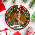 Xmas Frame Custom Photo Grandpa Cute With Beard Name & Year, Grandpa Christmas Photo Ornament, Family Christmas Keepsake, Holiday Tree Decoration, Gifts For Mom Dad Daughter Son