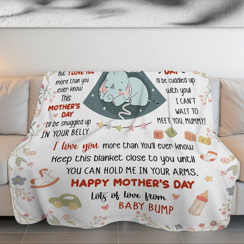 Mom To Be Gifts, Cute Baby Elephant Sleeping In Mommy's Belly Keep This Blanket Until Can Hold In Arms, Personalized Blanket, Gifts For New Mommy, Fleece Sherpa Mother's Day